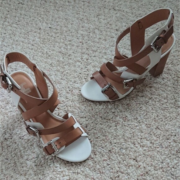 Sigerson Morrison white & brown beet sandals size 36.5 - Picture 1 of 8
